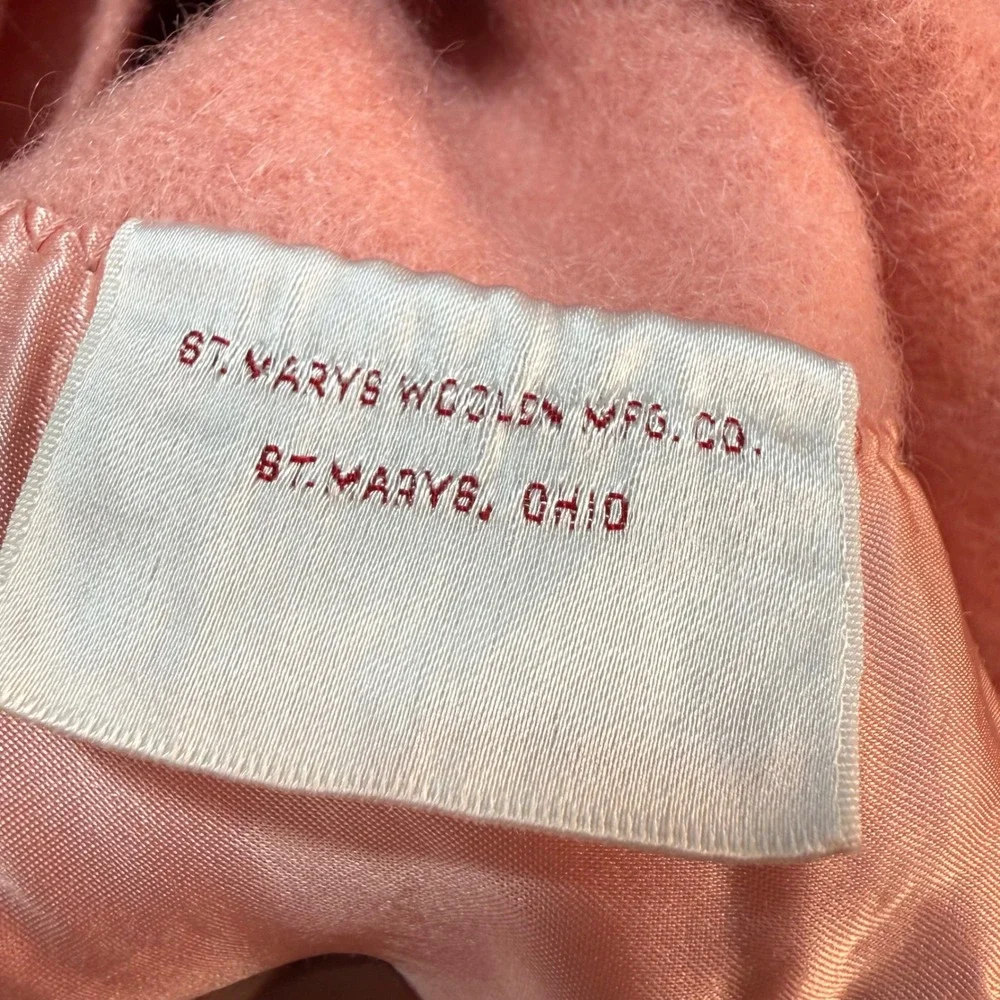 Vintage St. Marys Pink Wool Blanket Satin Trim MCM 64x74